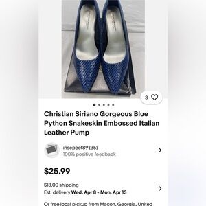 Christian Siriano Navy and Black Snakeskin Heels